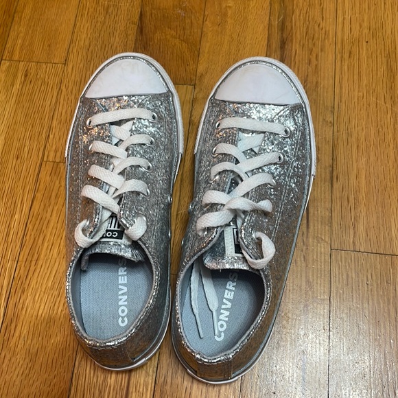 Converse Shoes Converse Silver Glitter Poshmark
